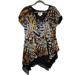 Pins & Needles silk asymmetrical lagenlook dark fairy Y2K artsy top women’s 14